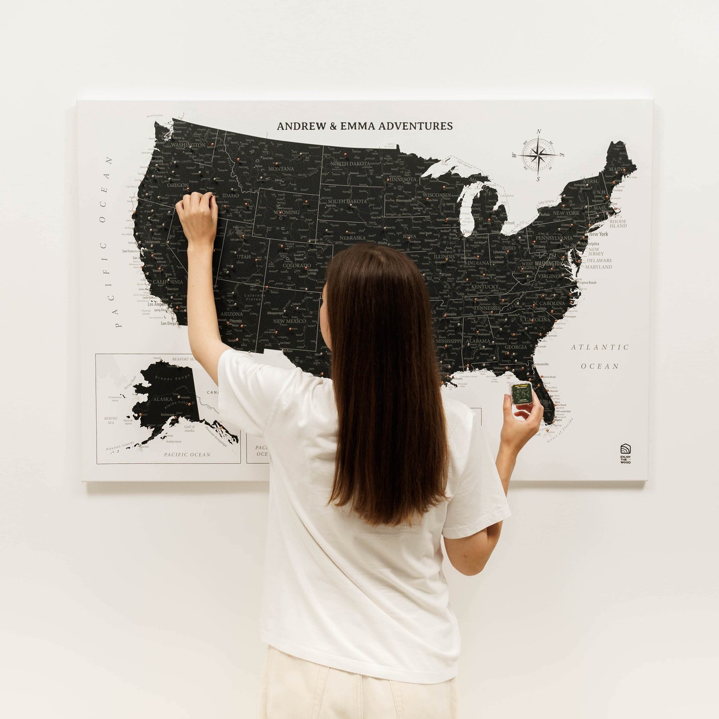 Canvas USA Map Wall Art - Onyx