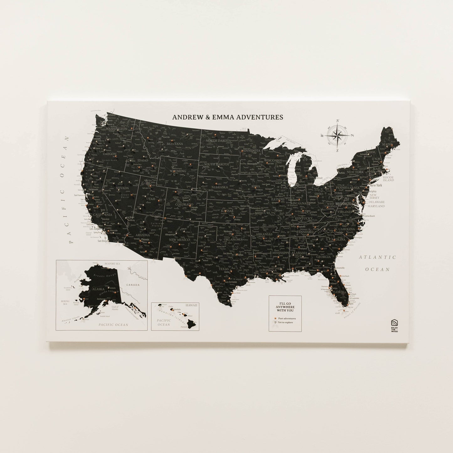 Canvas USA Map Wall Art - Onyx