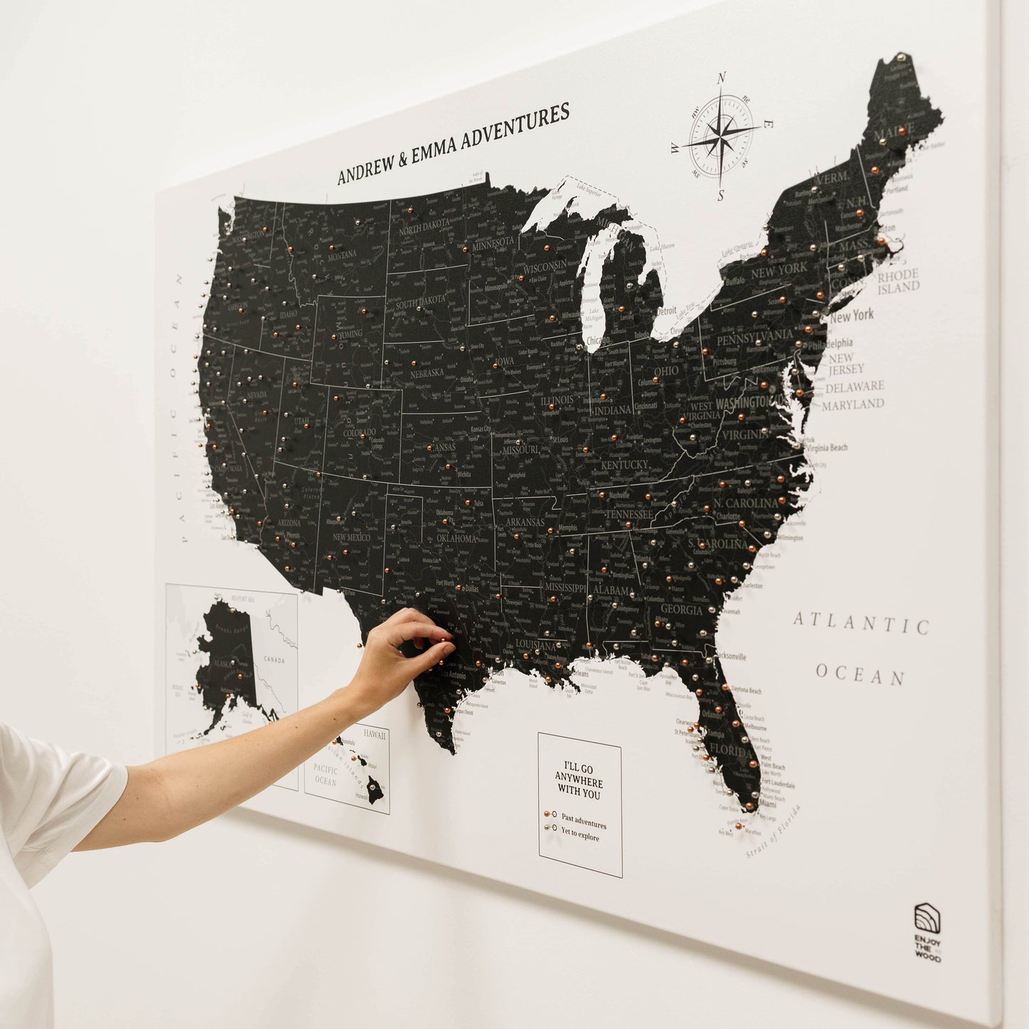 Canvas USA Map Wall Art - Onyx