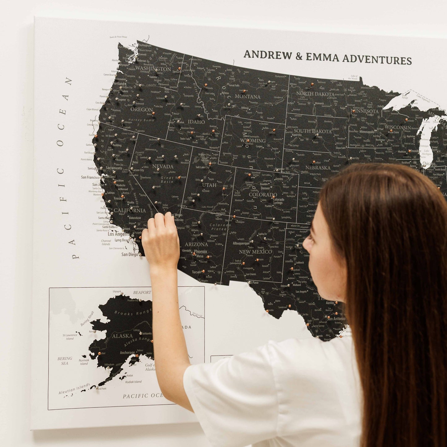 Canvas USA Map Wall Art - Onyx