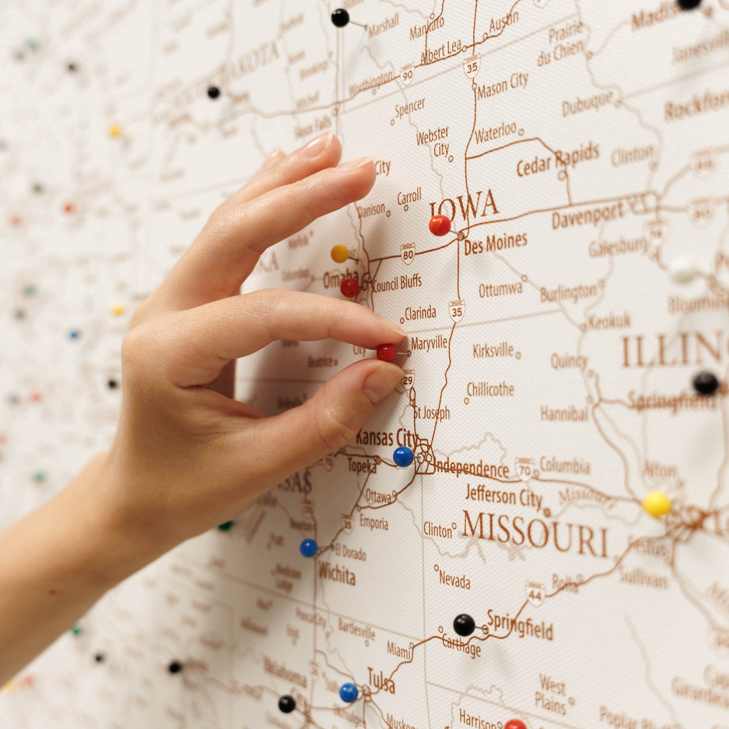 Beige canvas USA map wall art