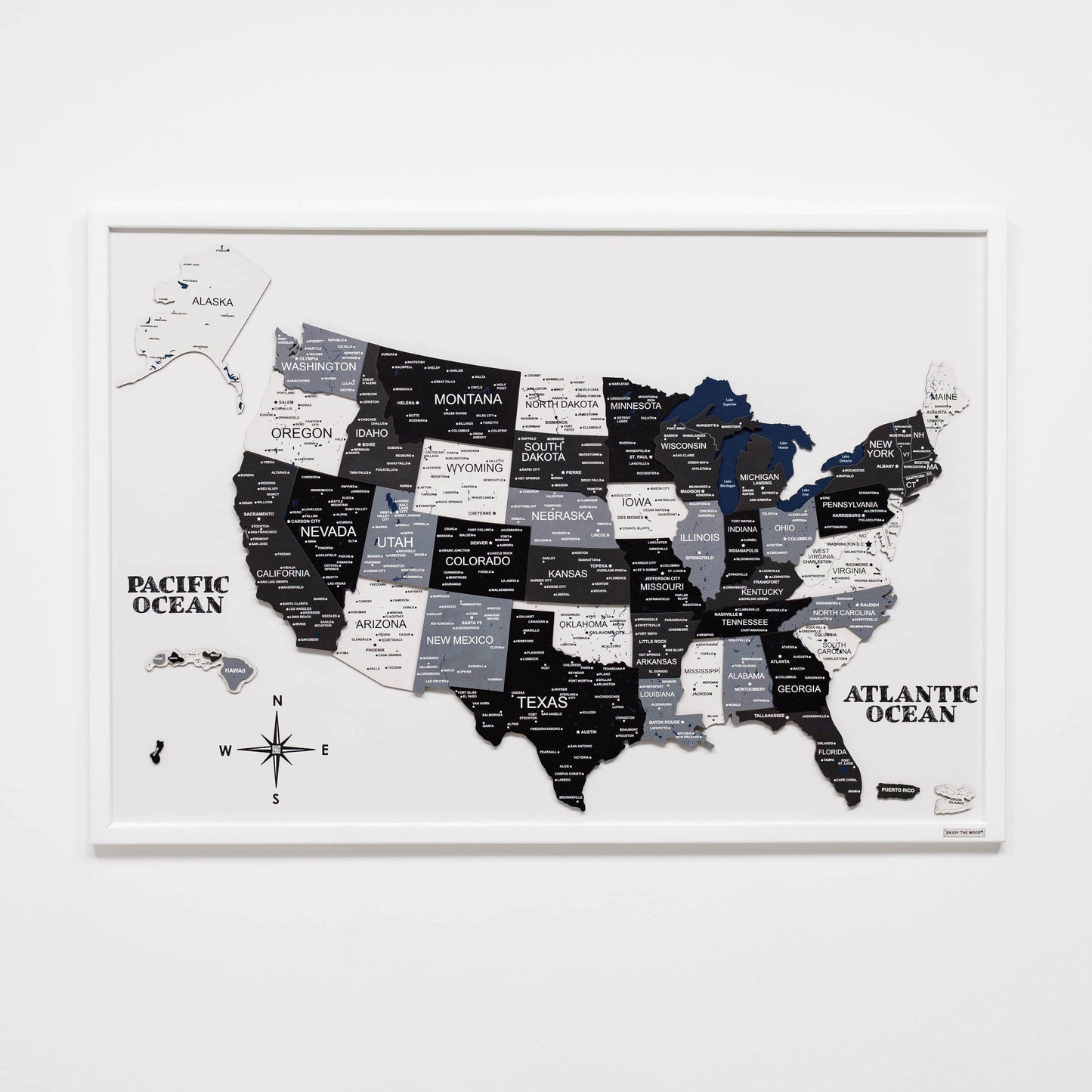 Wooden USA Map Wall Art - Nordik