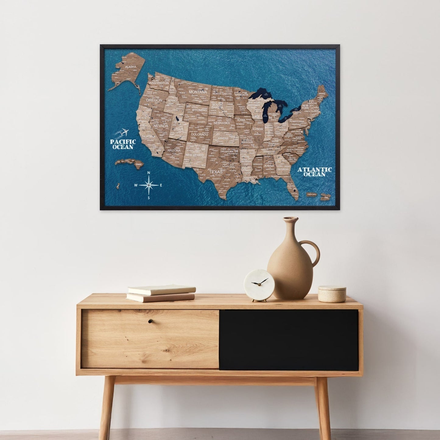 Wooden USA Map Wall Art - Terra