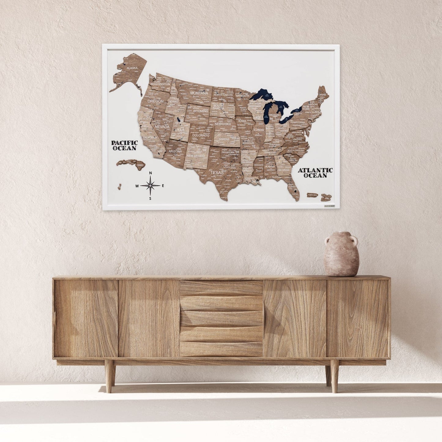 Wooden USA Map Wall Art - Terra