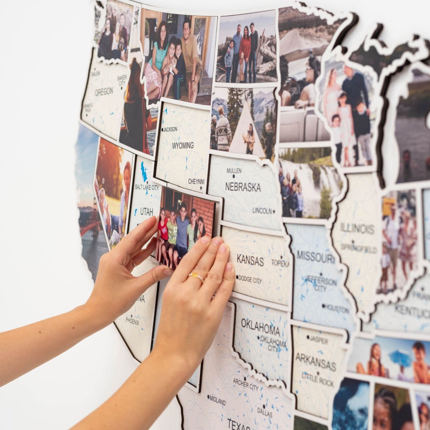 Pastel Wood USA Photo Map Wall Art