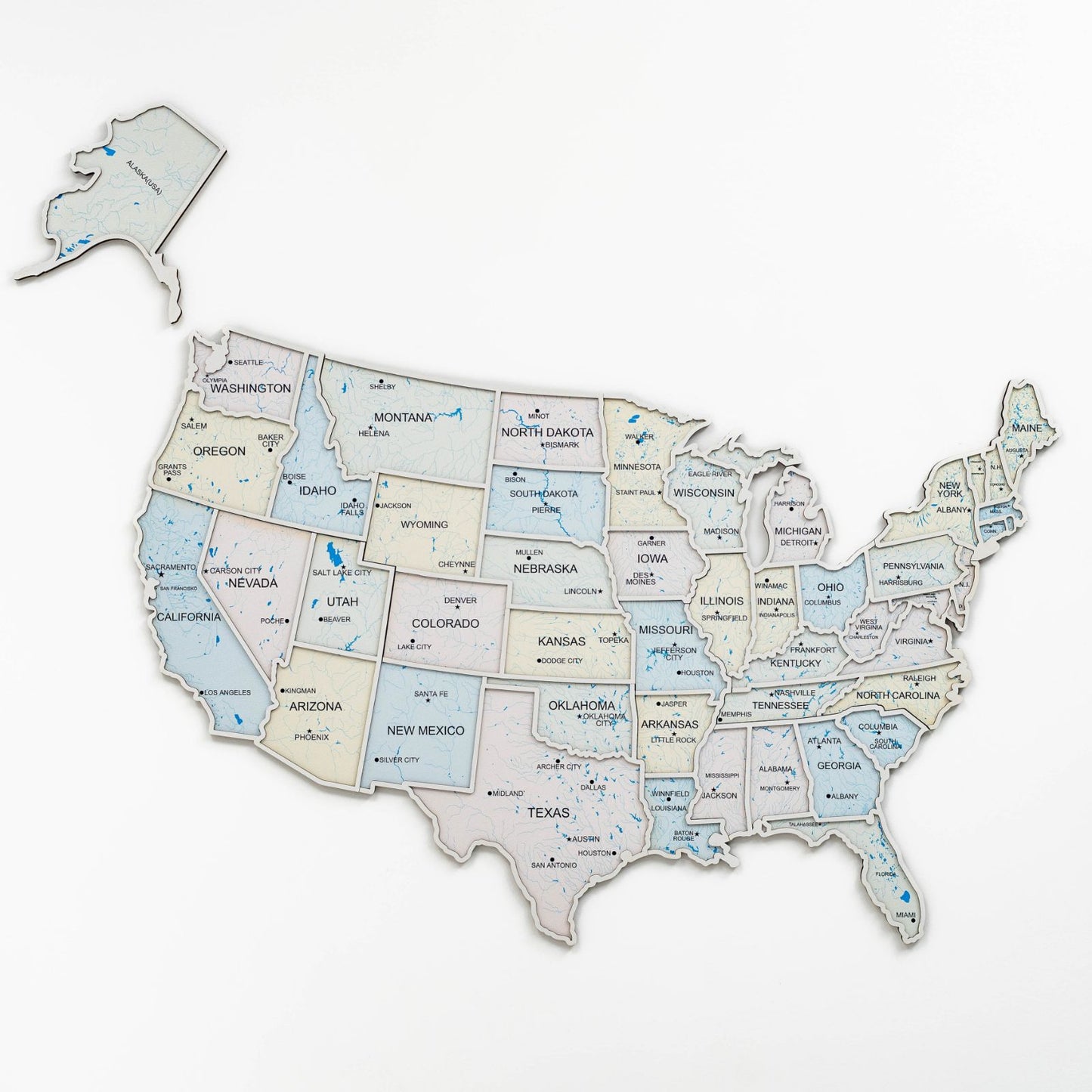 Pastel Wood USA Photo Map Wall Art