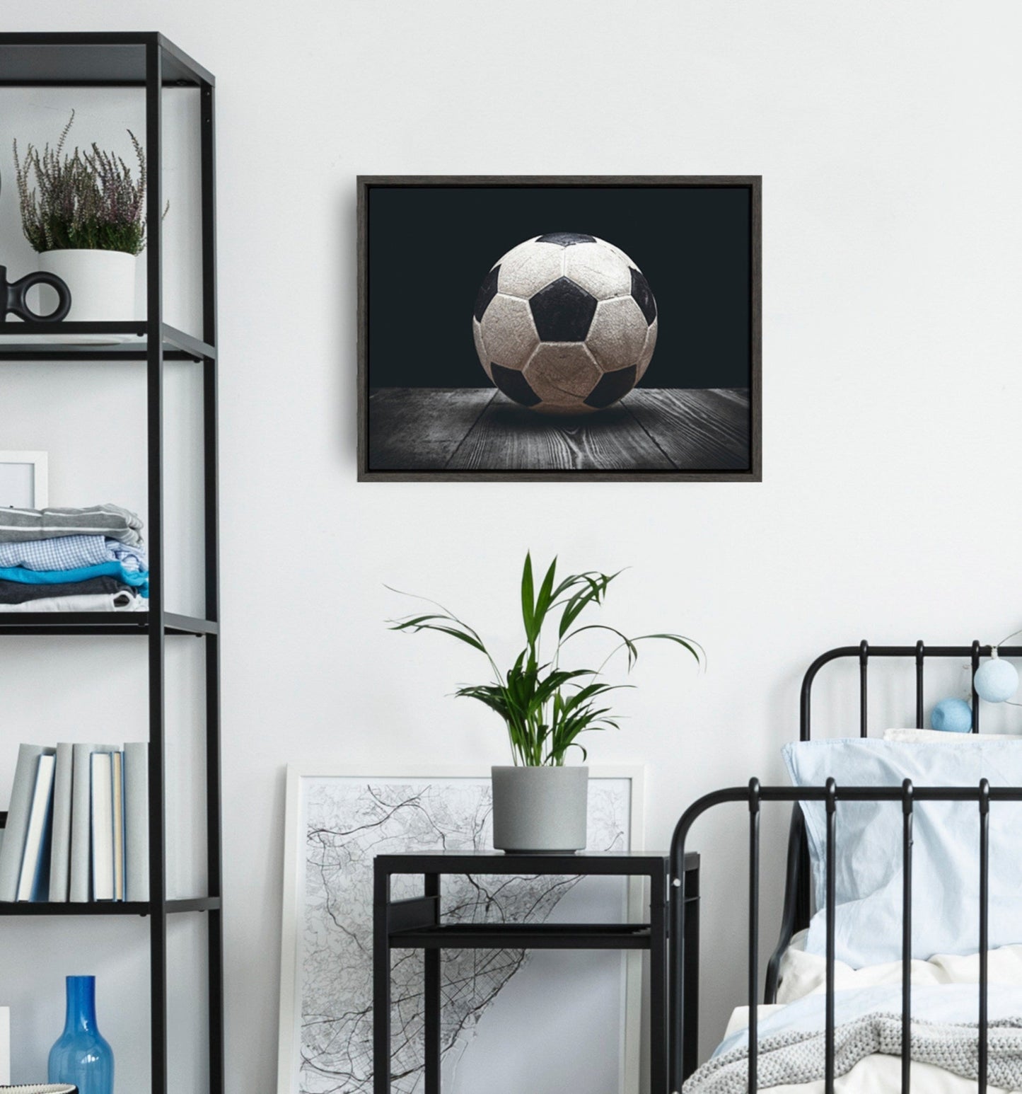 Vintage Soccer Ball Framed Canvas Wall Art