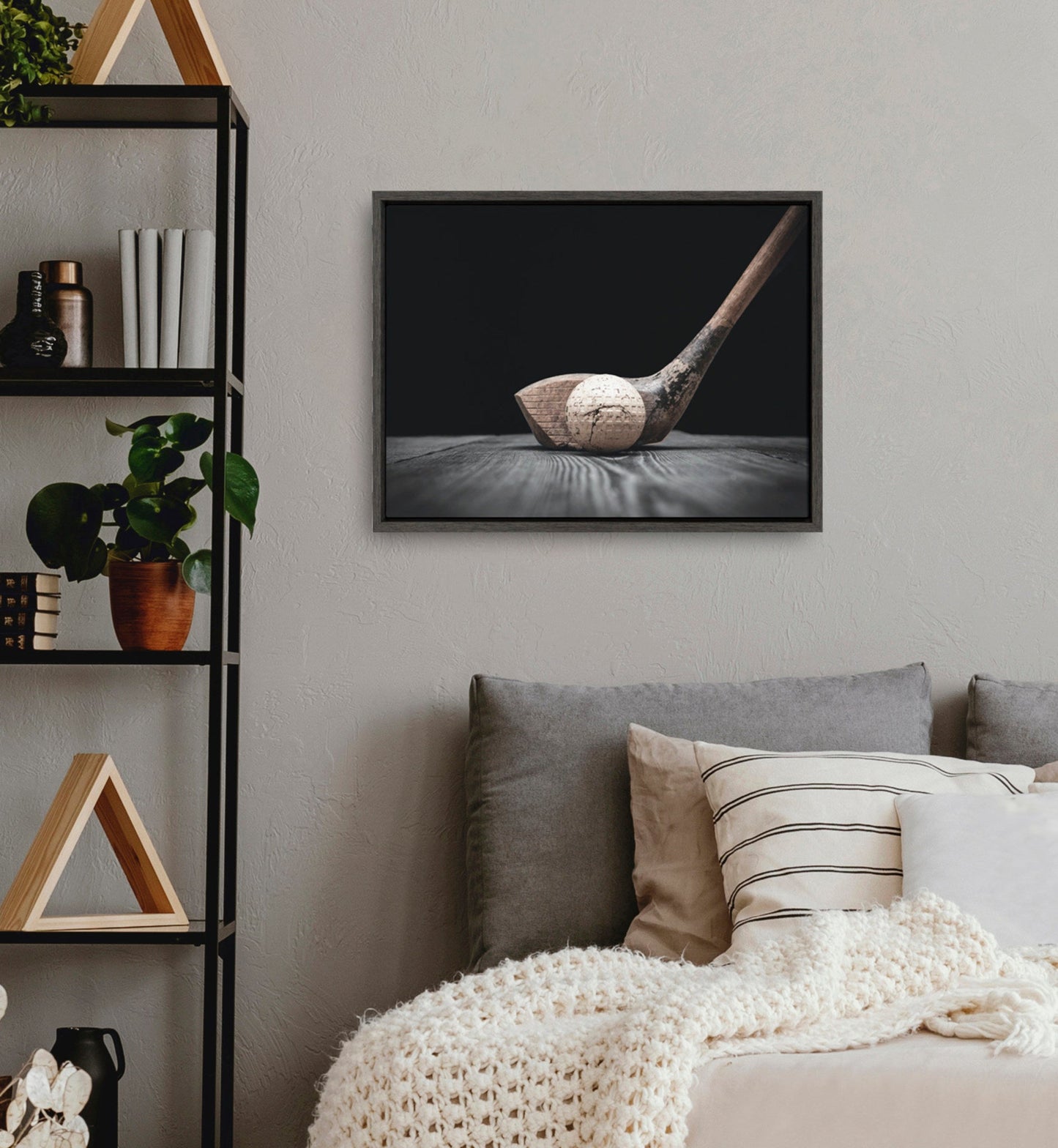 Vintage Golf Club and Ball Framed Canvas Wall Art