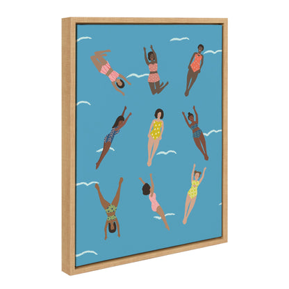 Sylvie Swimmers Framed Canvas by Queenbe Monyei