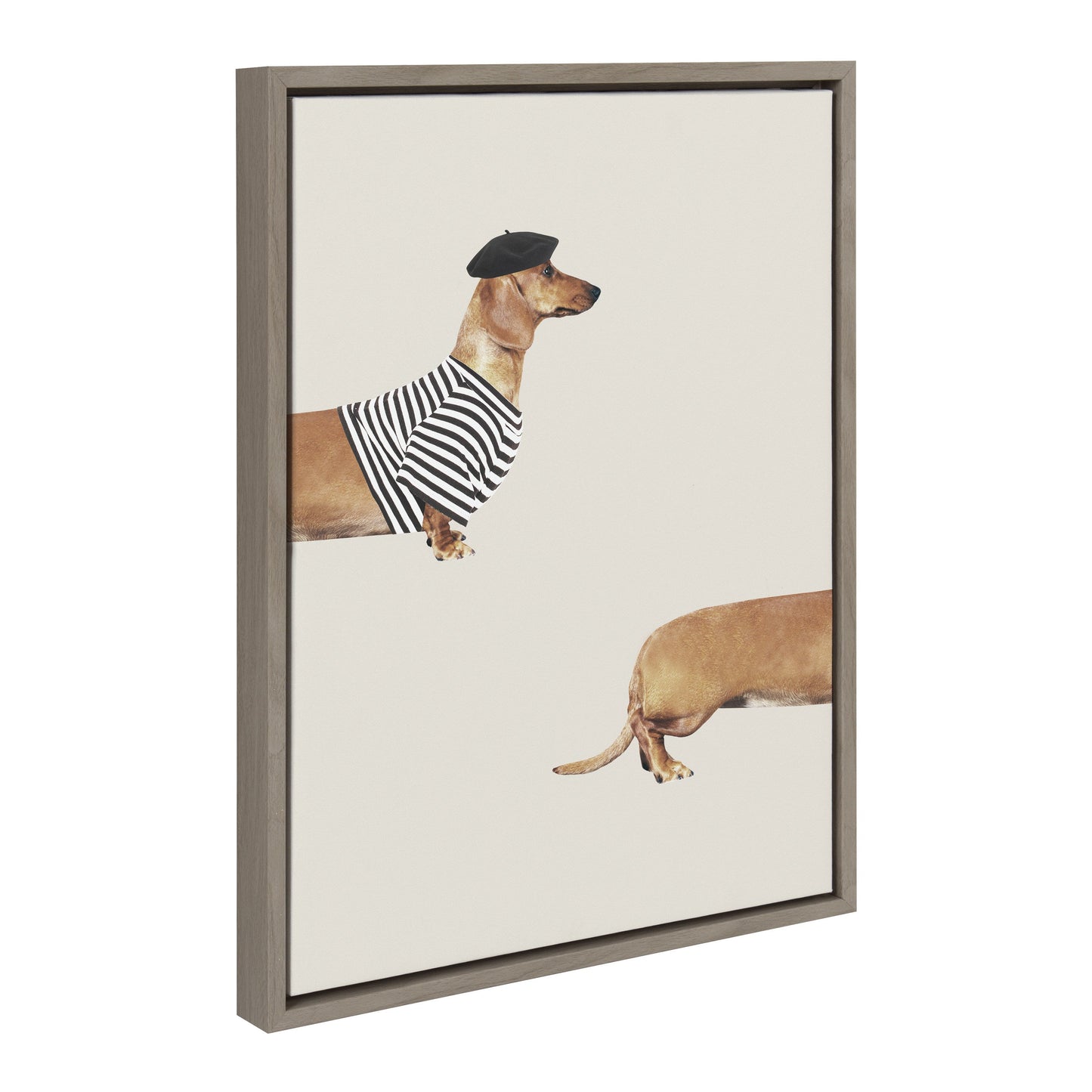Long dog framed canvas wall art in black frame