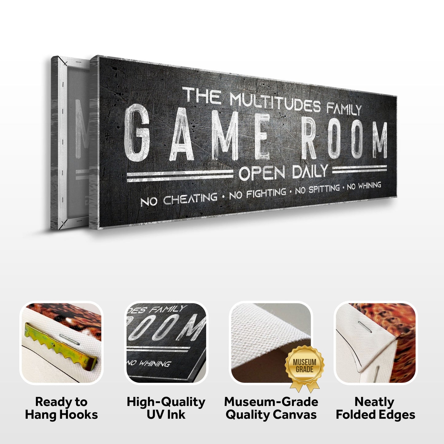 Family Game Room Personalized Canvas Sign