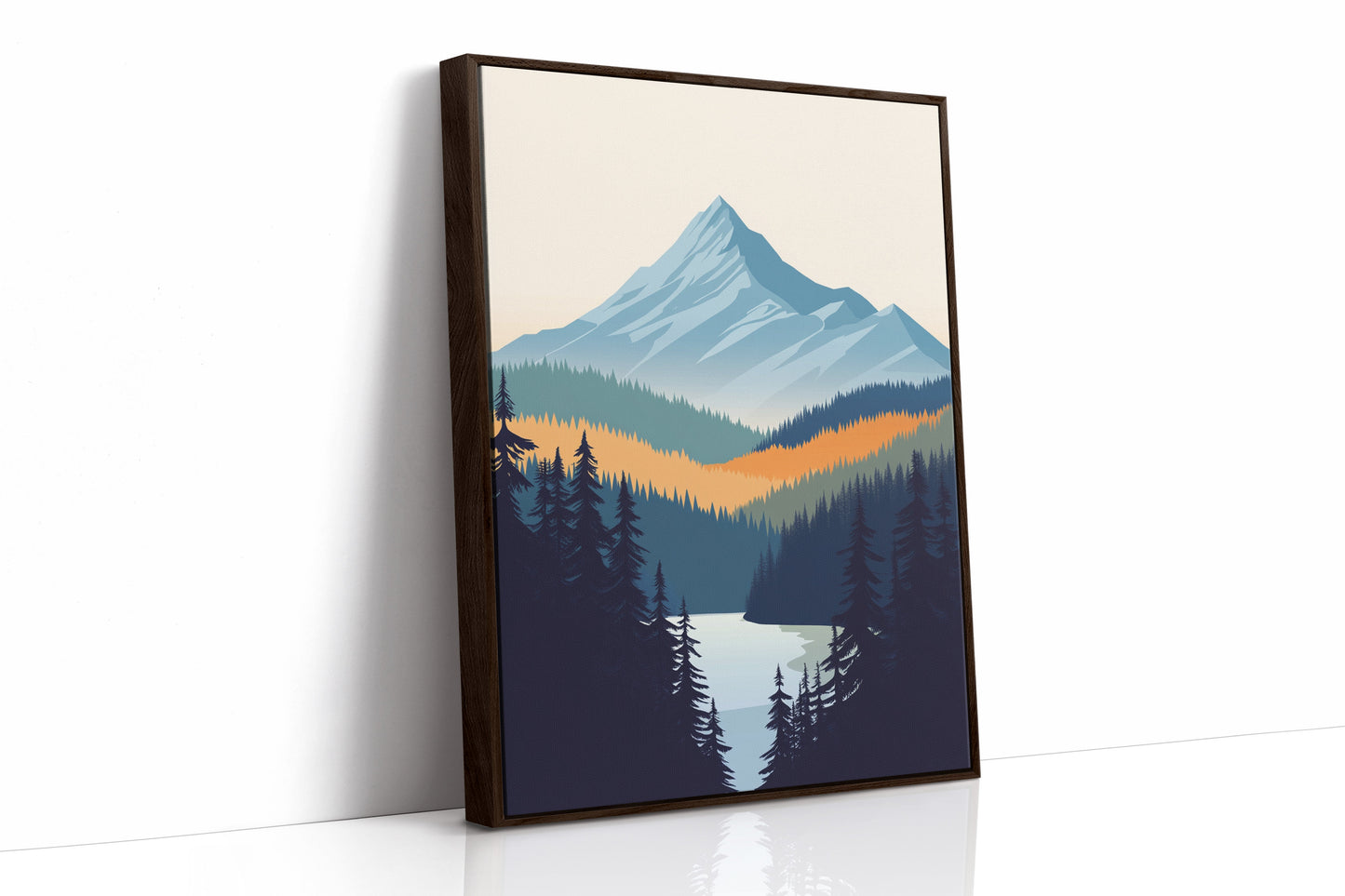 Serene Peaks Modern Mountain Landscape Print