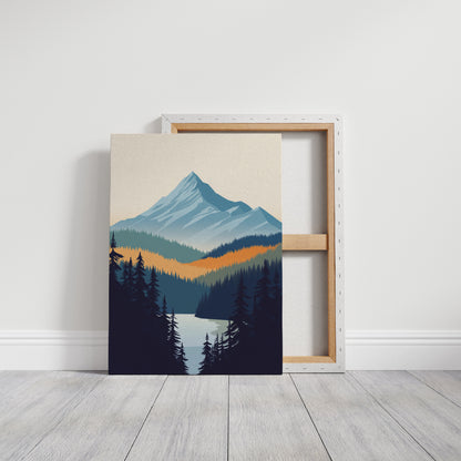 Serene Peaks Modern Mountain Landscape Print