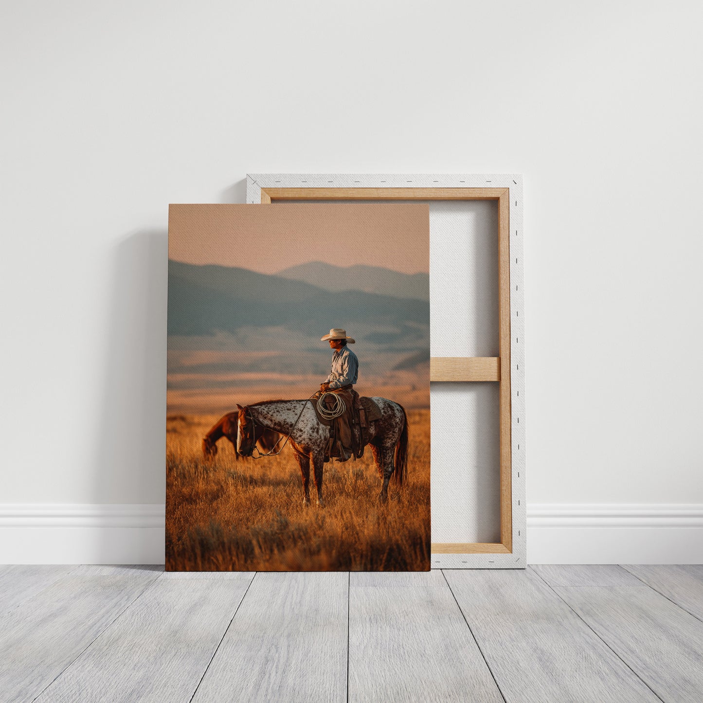 Sunlit Prairie Cowboy Western Wall Art Print