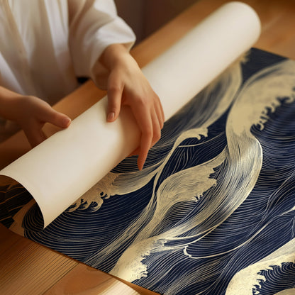 Ocean Waves Japandi Wall Art Print