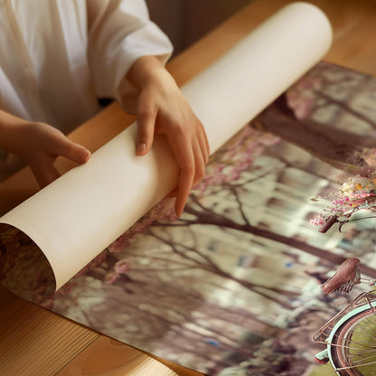 Cherry Blossom Bicycle Spring Wall Art Print