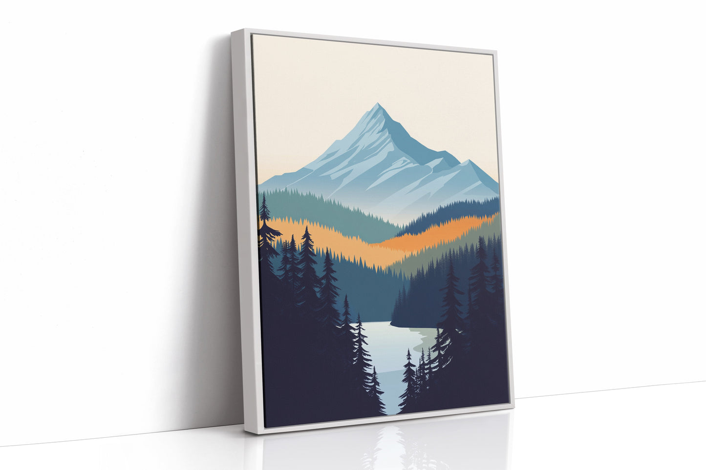 Serene Peaks Modern Mountain Landscape Print