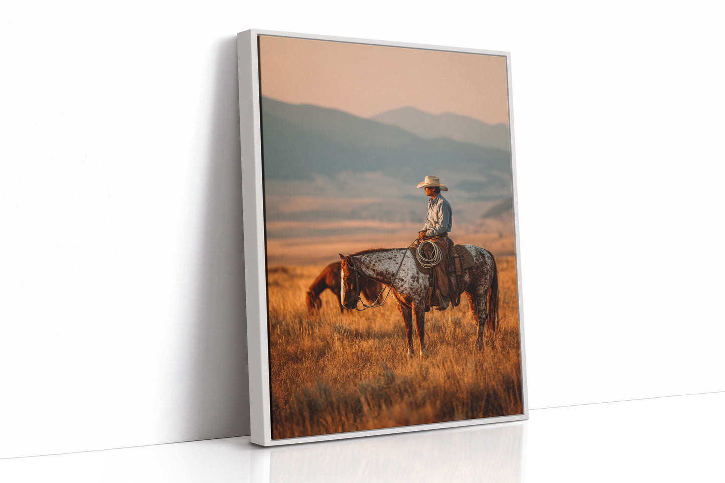 Sunlit Prairie Cowboy Western Wall Art Print