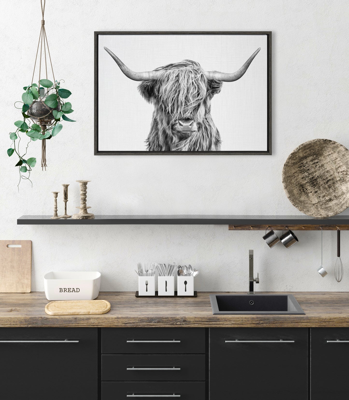 Highland Cow Framed Canvas Wall Art