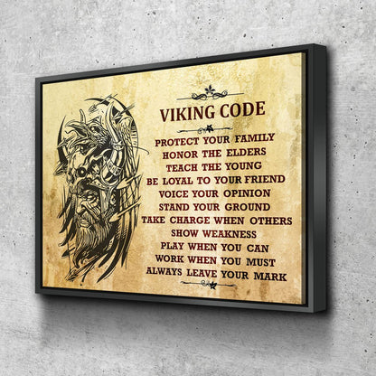Viking Code canvas wall art, bold Nordic decor for den or office