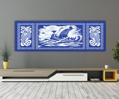 Viking drakkar dragon ship sailing a stormy sea canvas wall art