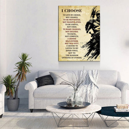 Viking Warrior Quote Canvas Wall Art - I Choose To Live