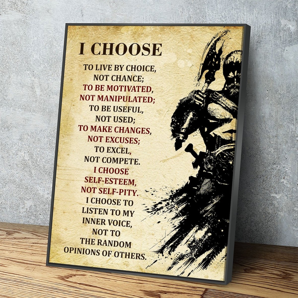 Viking warrior quote canvas wall art with Norse imagery