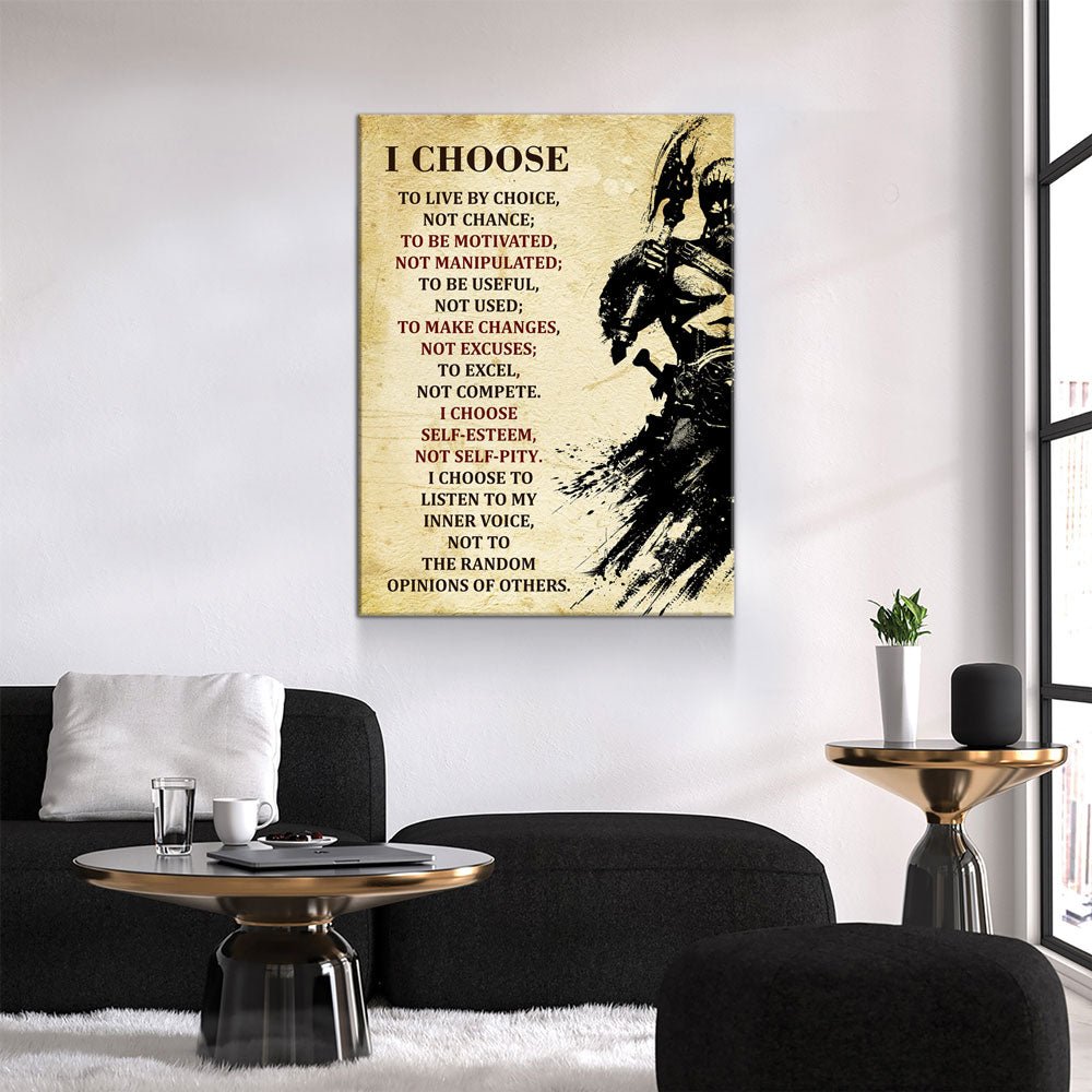 Viking Warrior Quote Canvas Wall Art - I Choose To Live