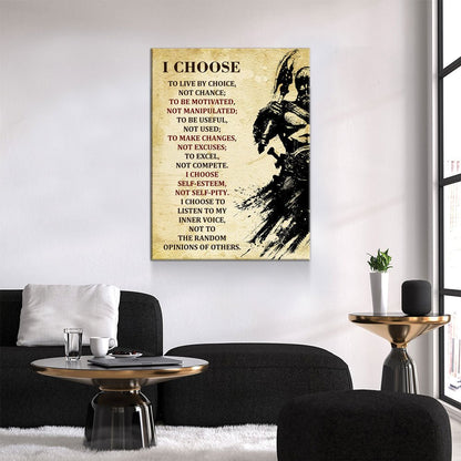 Viking Warrior Quote Canvas Wall Art - I Choose To Live