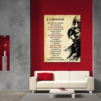 Viking Warrior Quote Canvas Wall Art - I Choose To Live