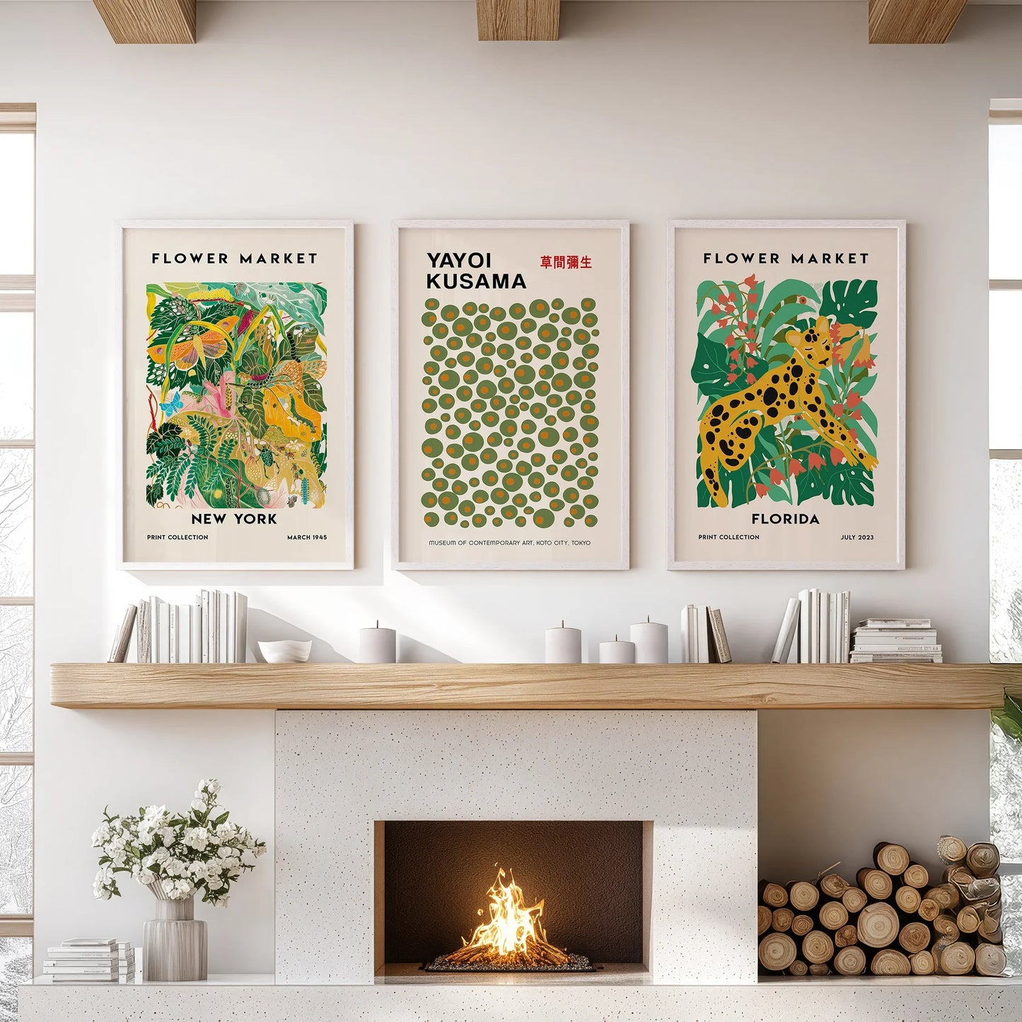 Flower Market Wall Art Set of 3 Modern Tropical Prints