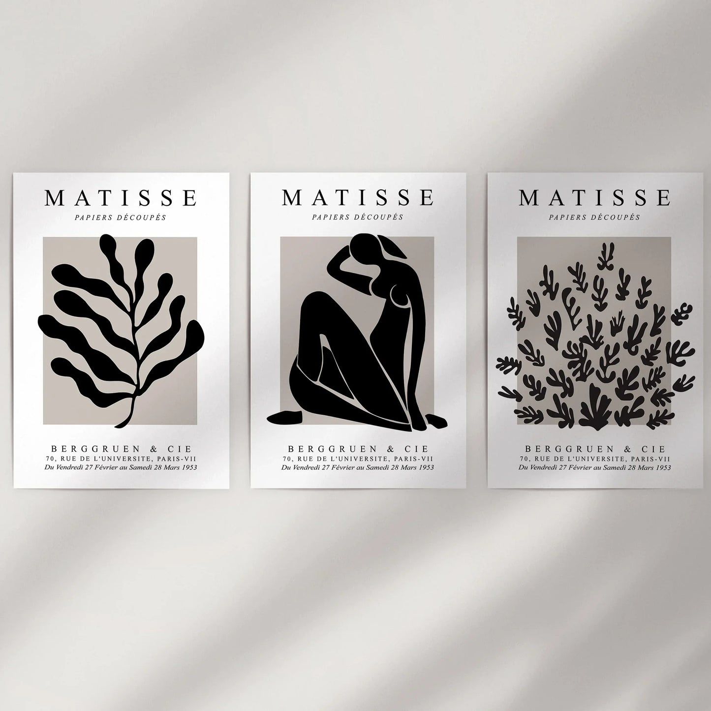 Modern Cut-Out Figure and Botanical Wall Art Set of 3