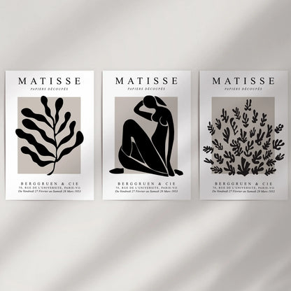 Modern Cut-Out Figure and Botanical Wall Art Set of 3