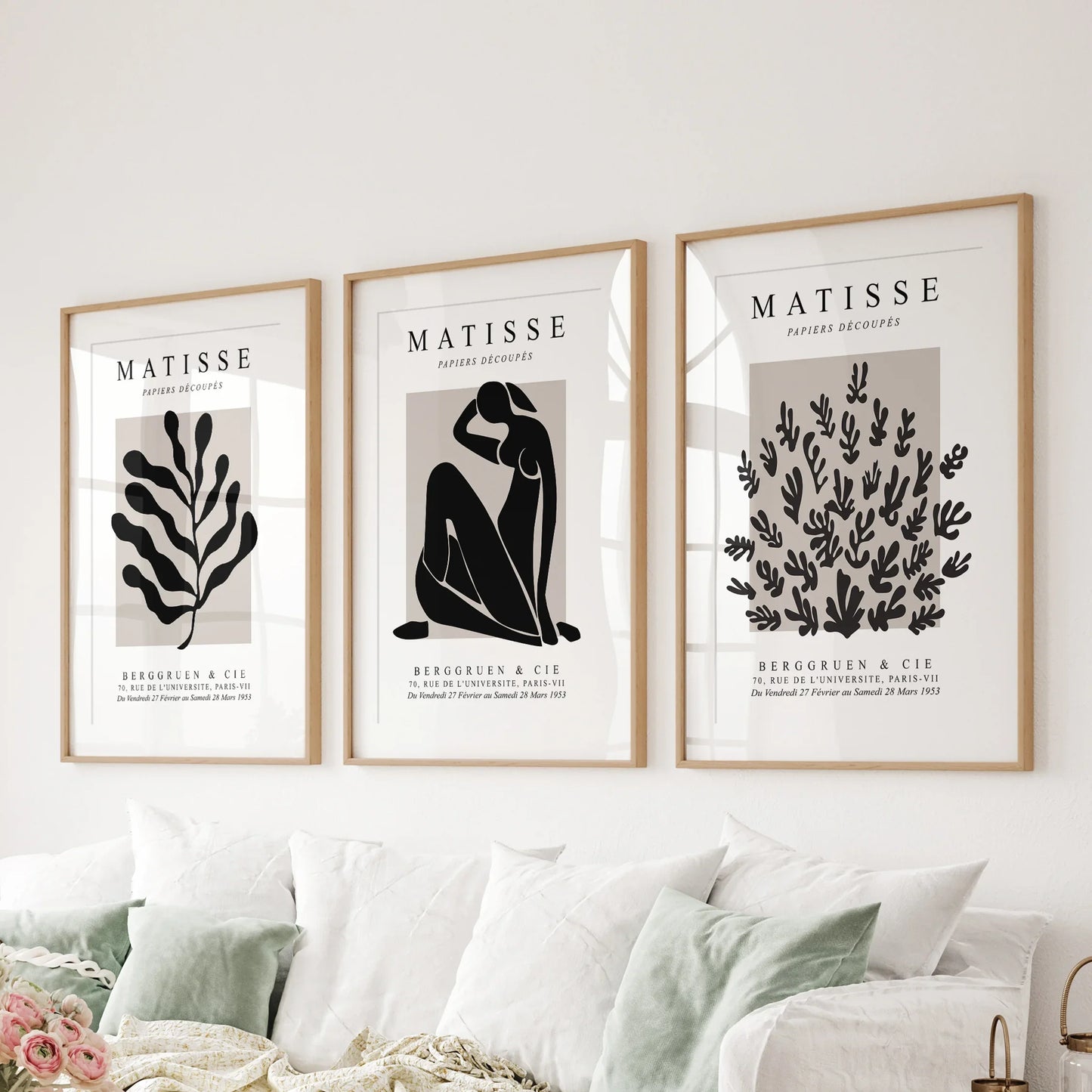 Modern Cut-Out Figure and Botanical Wall Art Set of 3