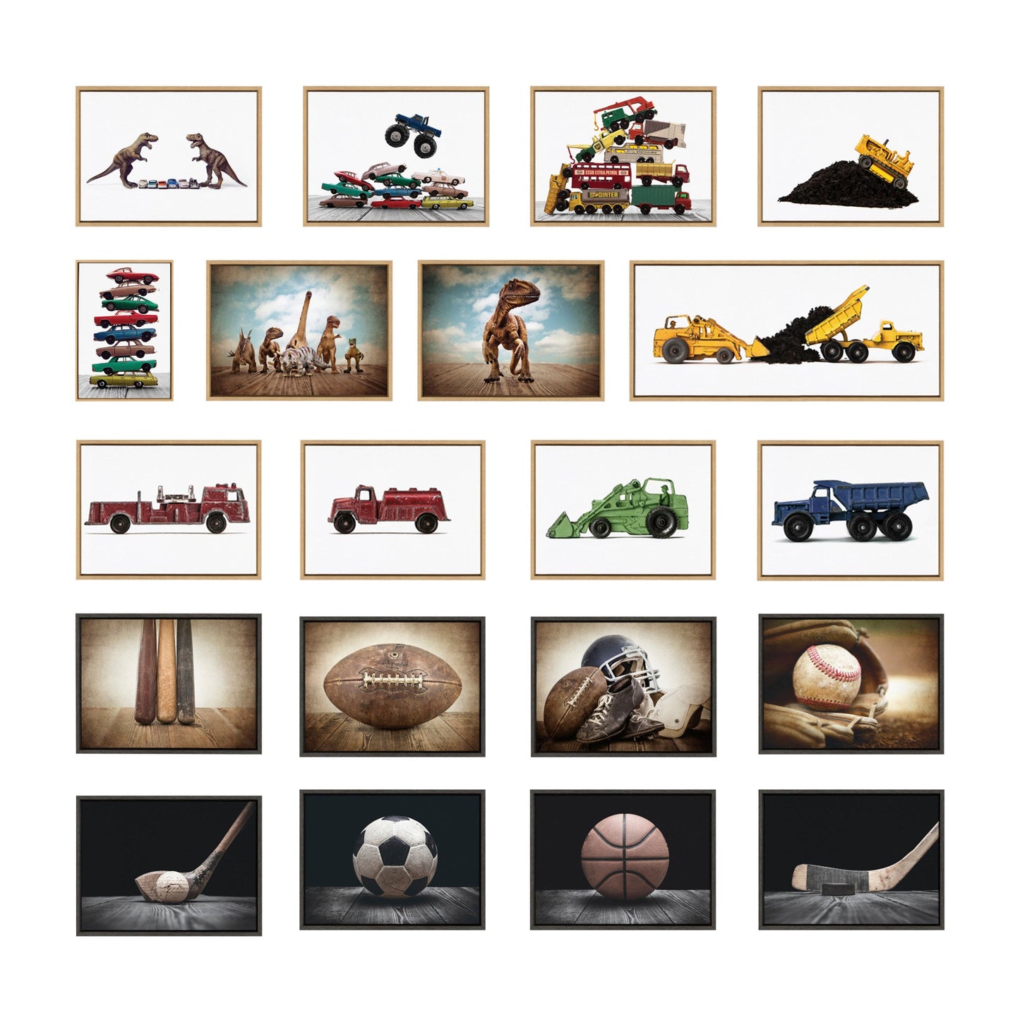 Vintage Football Framed Canvas Art Set