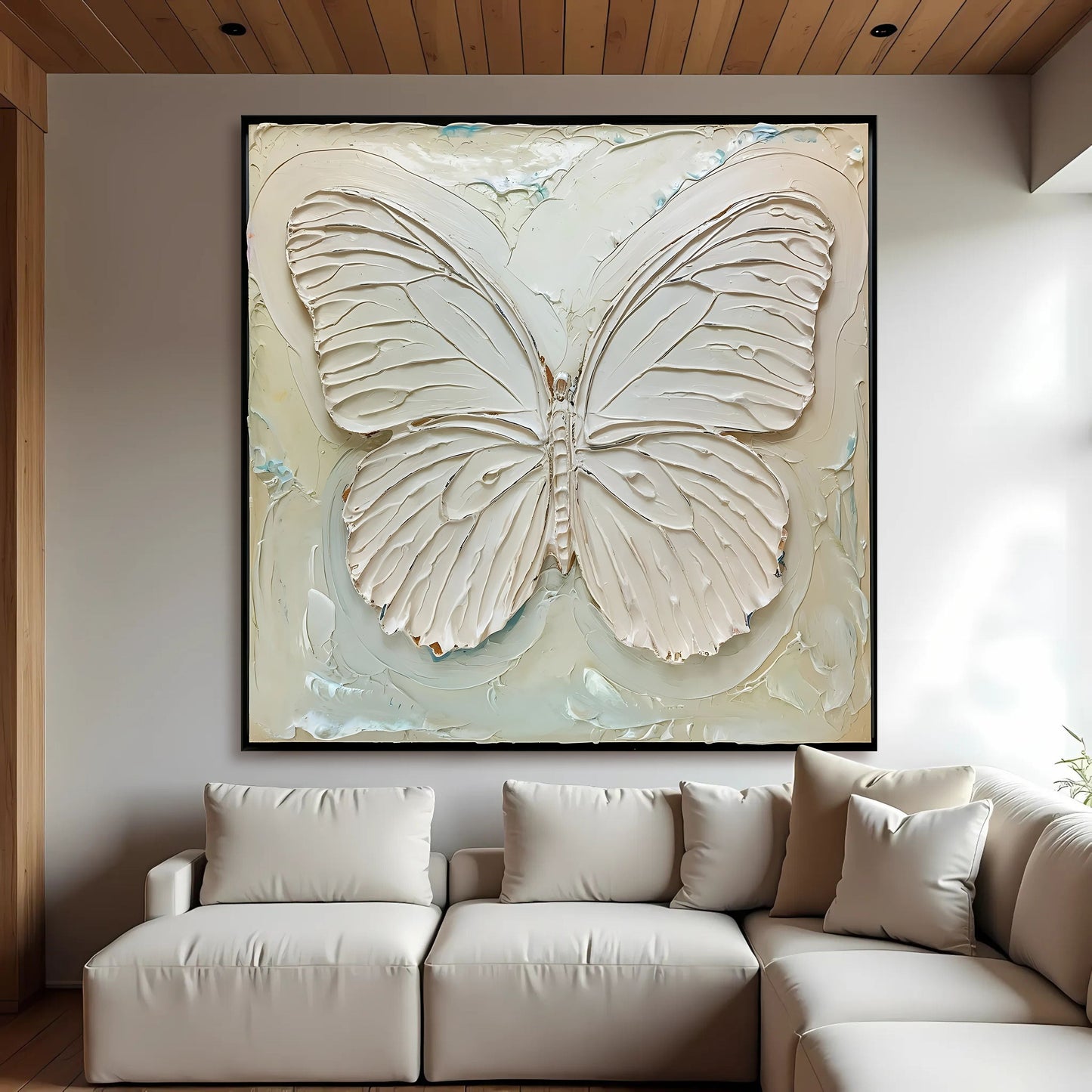 3D White Butterfly Canvas Wall Art
