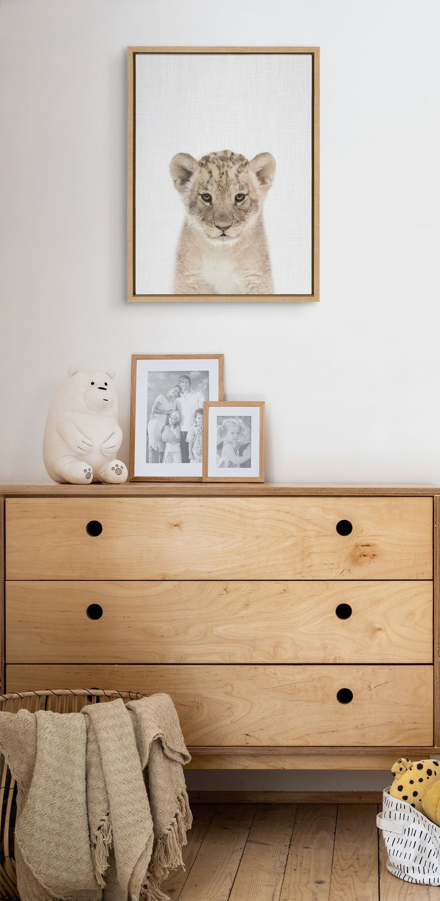 Sylvie Baby Lion Color Framed Canvas by Simon Te of Tai Prints