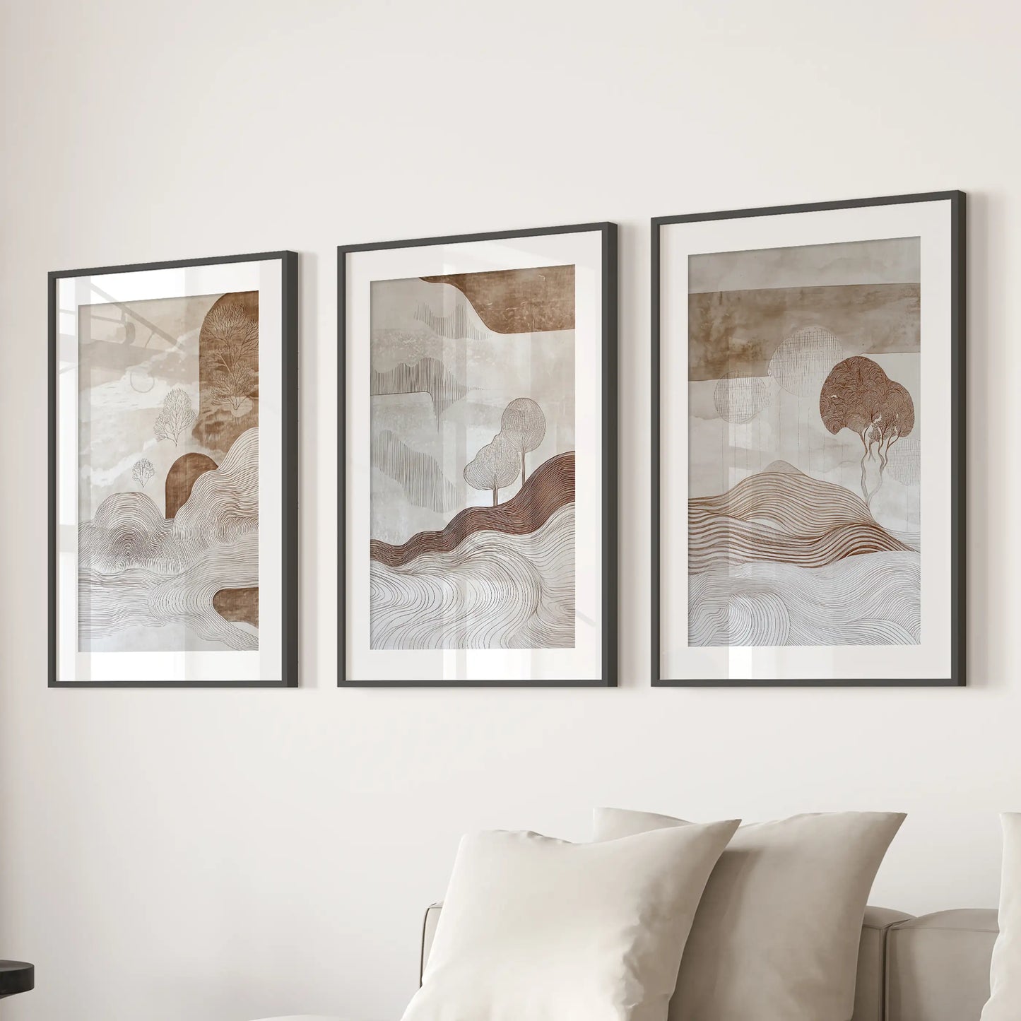 Wabi Sabi Earth Tone Landscape Wall Art Set of 3