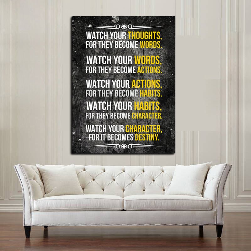 Watch Your Thoughts Motivational Canvas Wall Art