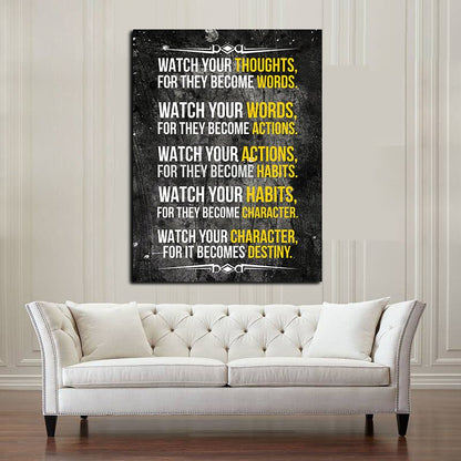 Watch Your Thoughts Motivational Canvas Wall Art