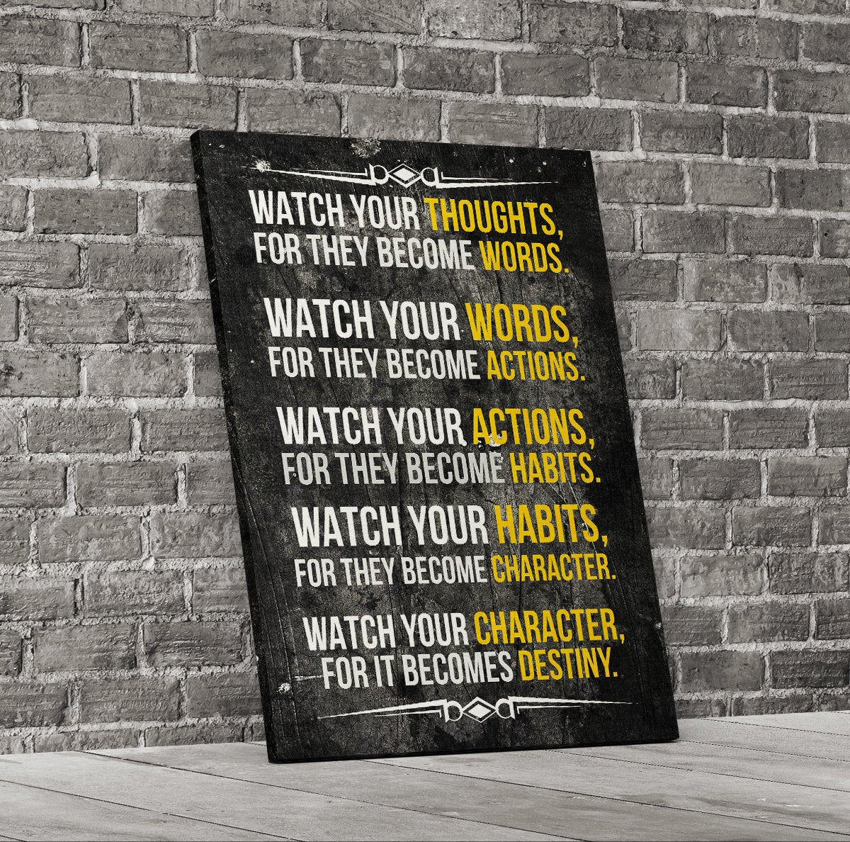 Watch Your Thoughts Motivational Canvas Wall Art