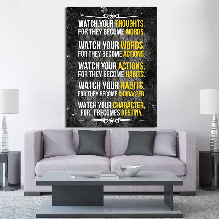 Watch Your Thoughts Motivational Canvas Wall Art