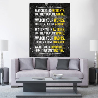Watch Your Thoughts Motivational Canvas Wall Art