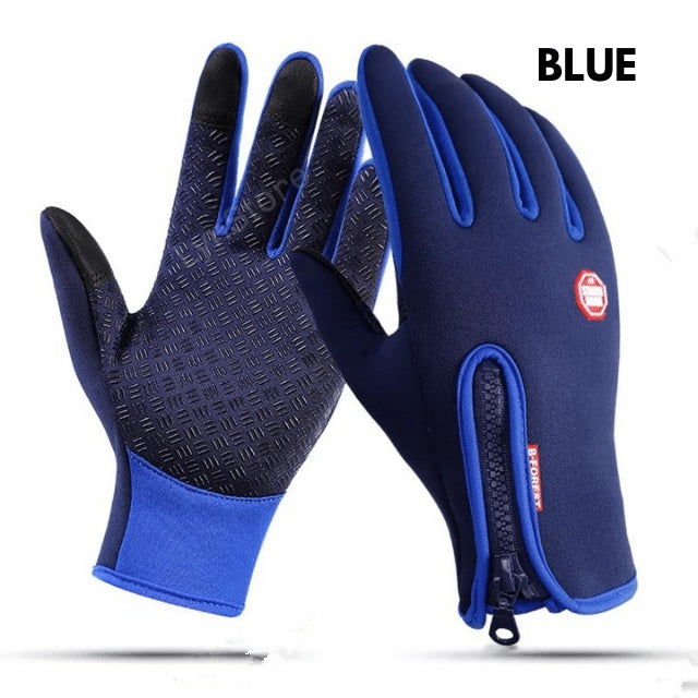 waterproof touchscreen blue winter gloves