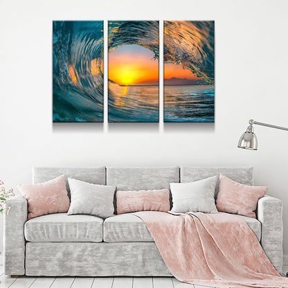 Wave Carve 3-Piece Ocean Canvas Wall Art