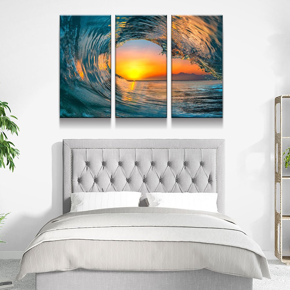 Wave Carve three-piece ocean wave canvas wall art set