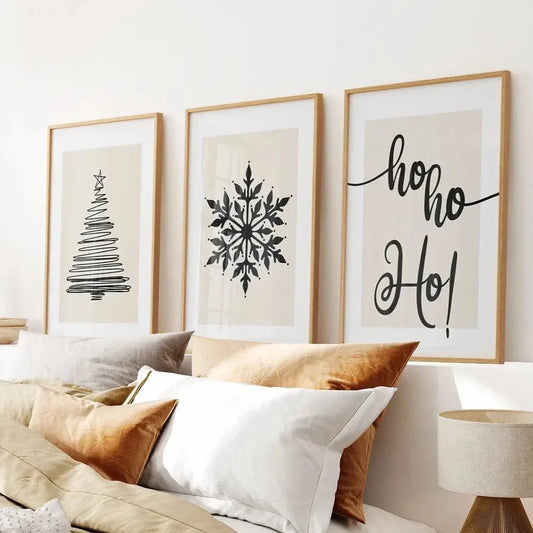 Nordic Christmas winter landscape wall art set of 3 prints