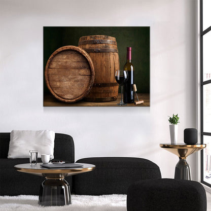 Wine And Barrels Canvas Wall Art