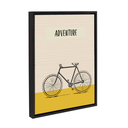 Yellow Adventure Bicycle Framed Canvas Wall Art
