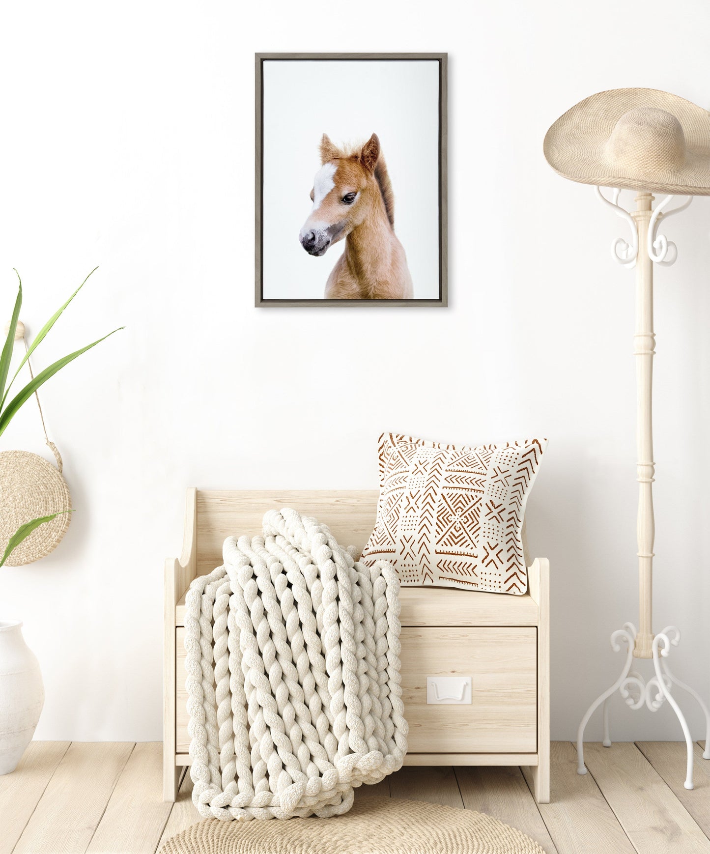 Baby Horse Foal Framed Canvas Wall Art, Nursery Decor